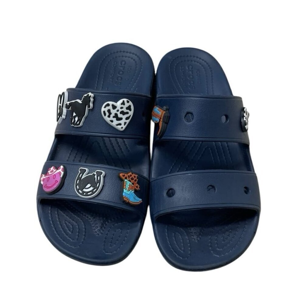 Crocs Unisex Sandals With Jibbitz Included Western M7 W9 Navy Blue